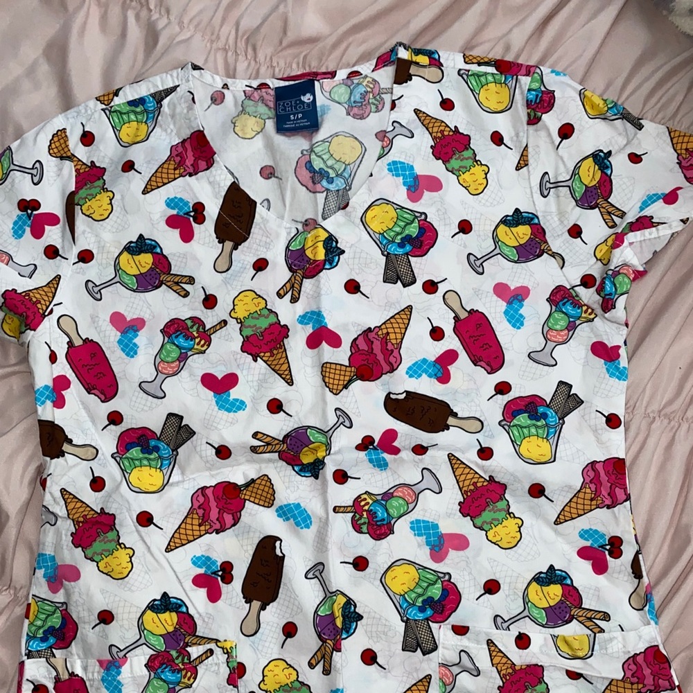 White printed scrub top!